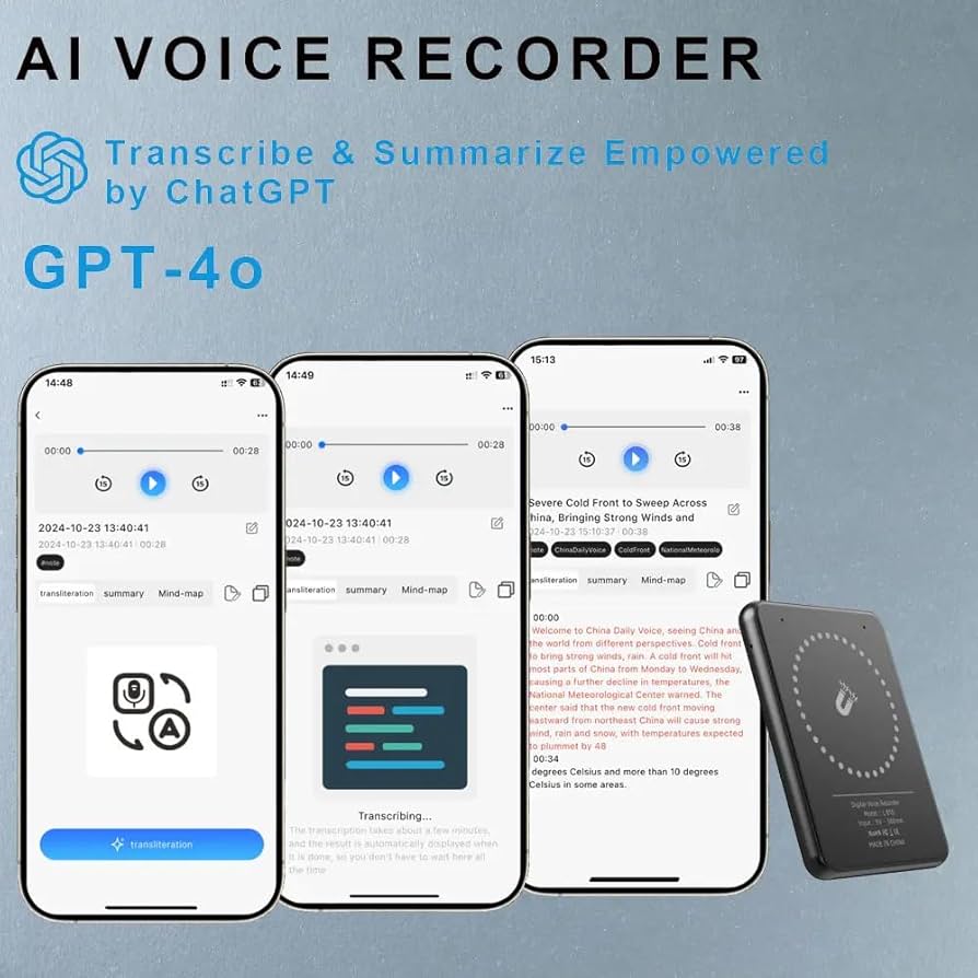 CicoByte GPT-40 音声録音機 GPT-4o搭載 録音データを即時要約できる世界初のChatGPT連携AI